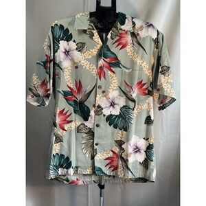 Hilo Hattie Hawaiian Shirt Mens L Floral Aloha Made In Hawaii Tropical Camp